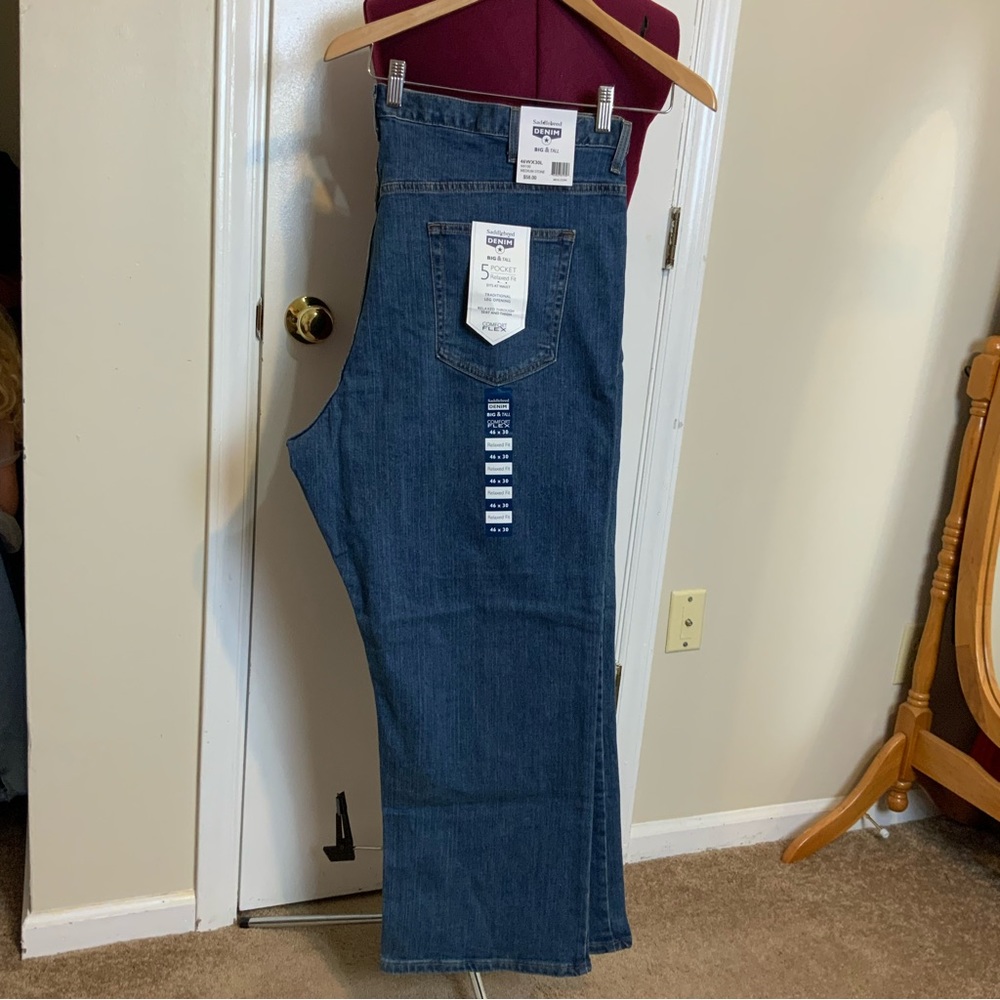 Saddlebred Big & Tall Men’s Relax Fit Comfort flex Blue Jeans